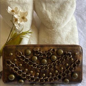 Revolution 1958 Vintage Brown  Studded Wallet copper spheres and ornaments.